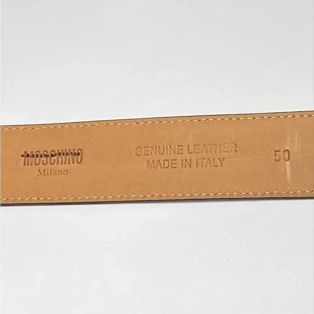 Moschino Multicolor Logo Buckle Leather Belt size 50/34”